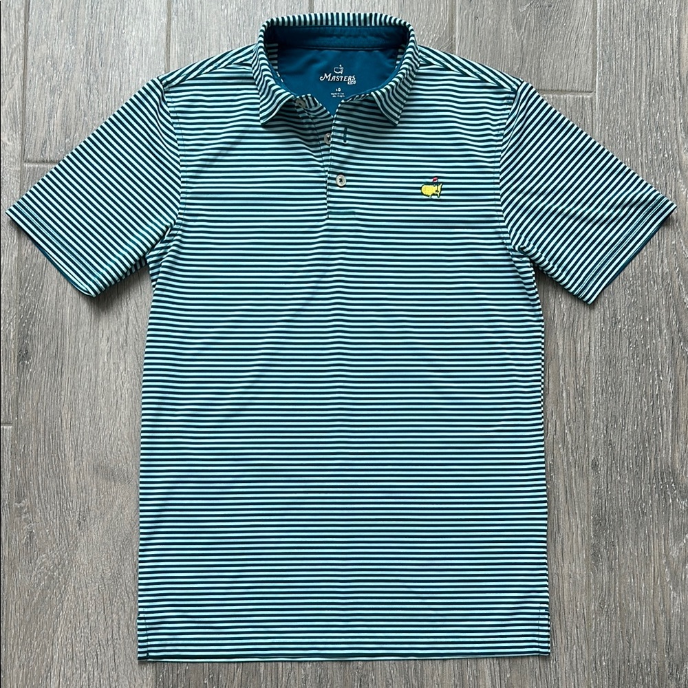 Masters Augusta National Green and Navy Striped Boys Golf Shirt
